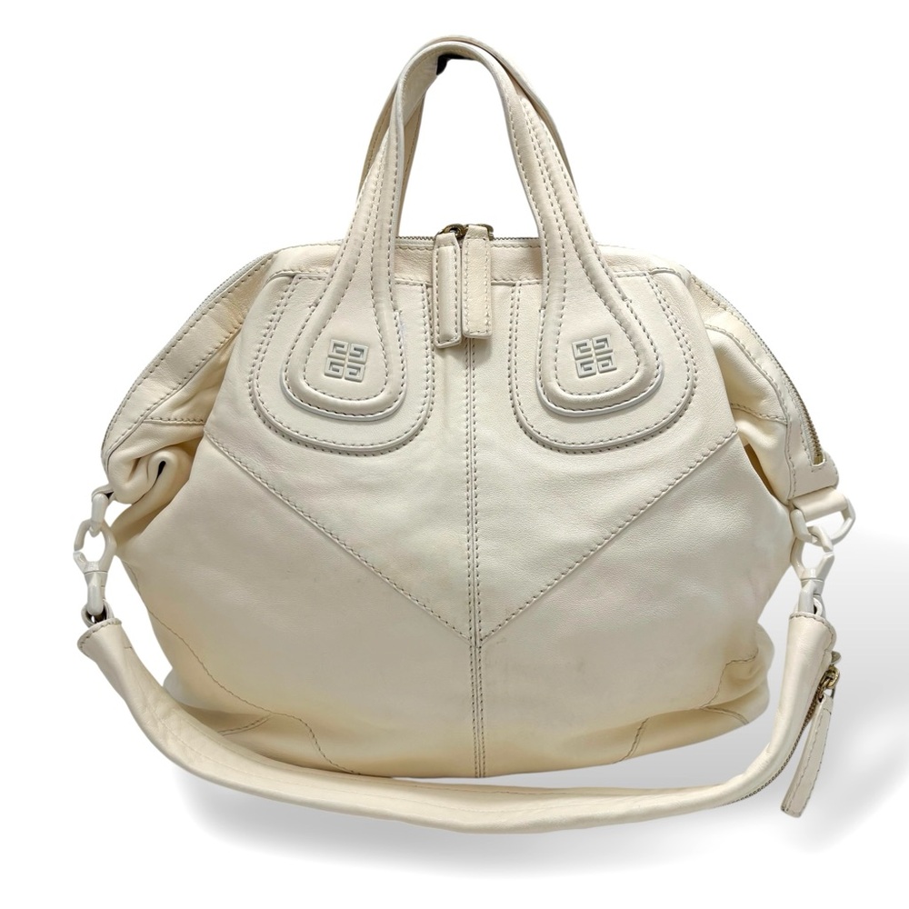 Givenchy Nightingale Cream Ivory Leather 2-way Tote Shoulder Handle Bag Medium